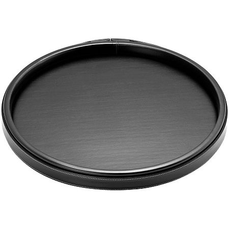 Kraftware Leatherette Stitched 14 Round Serving Tray, One Size, Black