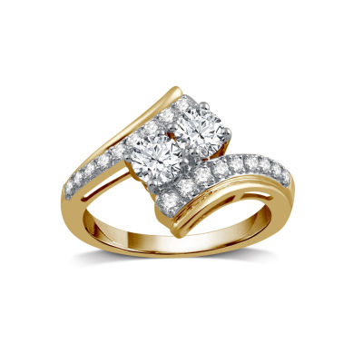 Love Lives Forever Womens 1 CT. Natural White Diamond 10K Gold Engagement Ring