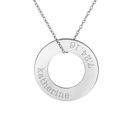 Womens Sterling Silver Circle 18 Inch Pendant Necklace, One Size, White