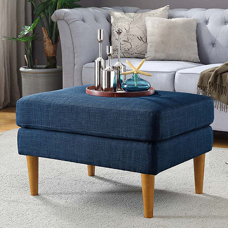 Marlow Mid Century Ottoman, One Size, Blue