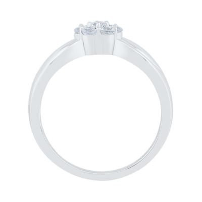 Womens 3/8 CT. T.W. Natural White Diamond 10K White Gold Cluster Cocktail Ring