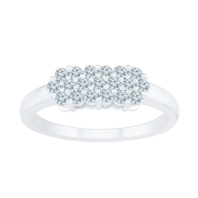 Womens 3/8 CT. T.W. Natural White Diamond 10K White Gold Cluster Cocktail Ring