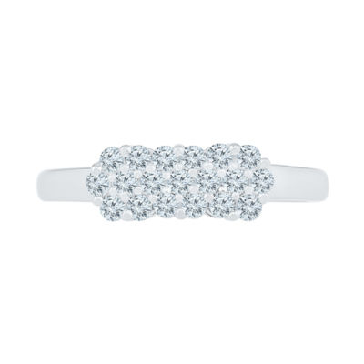 Womens 3/8 CT. T.W. Natural White Diamond 10K White Gold Cluster Cocktail Ring