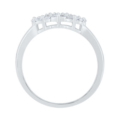 Womens 3/8 CT. T.W. Natural White Diamond 10K White Gold Cluster Cocktail Ring