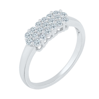 Womens 3/8 CT. T.W. Natural White Diamond 10K White Gold Cluster Cocktail Ring