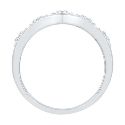 Womens 2MM 5/8 CT. T.W. Natural White Diamond 10K White Gold Chevron Cluster Band