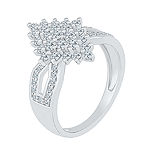 Womens 7/8 CT. T.W. Mined White Diamond 10K White Gold Cluster Cocktail Ring