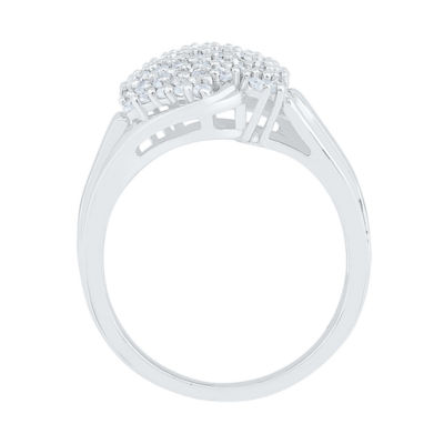 Womens 7/8 CT. T.W. Natural White Diamond 10K White Gold Cluster Cocktail Ring