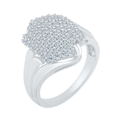 Womens 7/8 CT. T.W. Natural White Diamond 10K White Gold Cluster Cocktail Ring