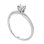 Deluxe Collection Womens 1/2 CT. T.W. Genuine White Diamond 14K White Gold Round Solitaire Engagement Ring
