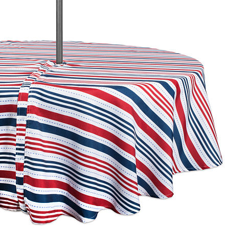 Design Imports Patriotic Stripe Outdoor Umbrella Tablecloth, One Size, Multiple Colors