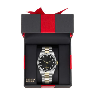 Red Bow Deal 1/10 C.T. T.W. Diamond Mens Accent Two Tone Bracelet Watch-03655s-18-G34