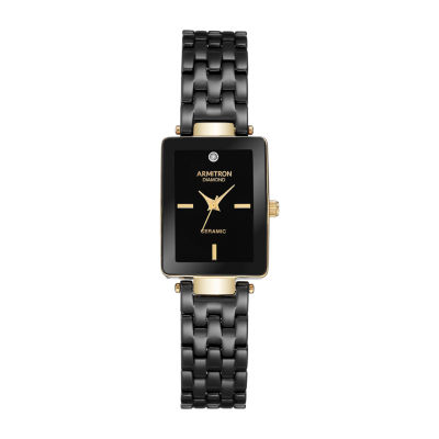 Jones New York Women's Genuine Diamond Gold-Tone Accents Black Metal Strap  Analog Watch 33.5mm - Macy's