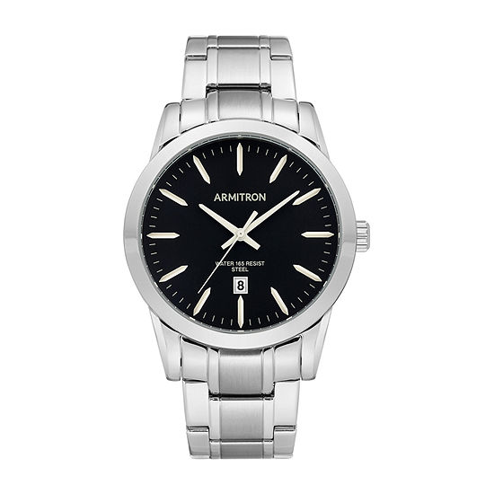 Armitron Mens Silver Tone Stainless Steel Bracelet Watch 20/5294bksv
