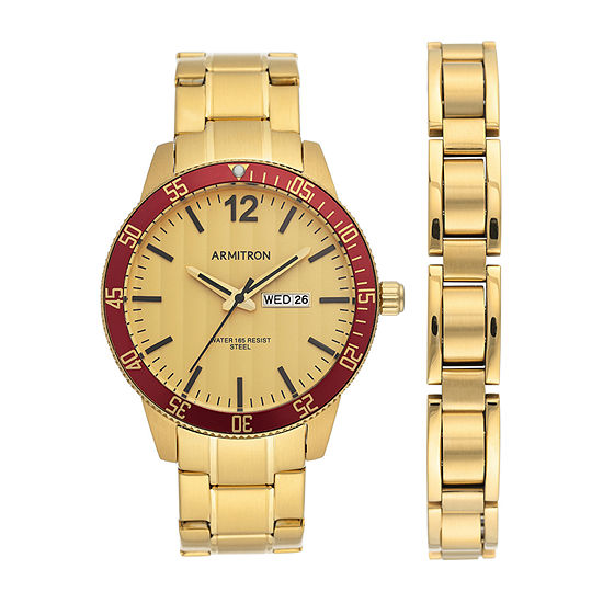 Armitron Mens Gold Tone Stainless Steel Bracelet Watch 20/5420gdgpst