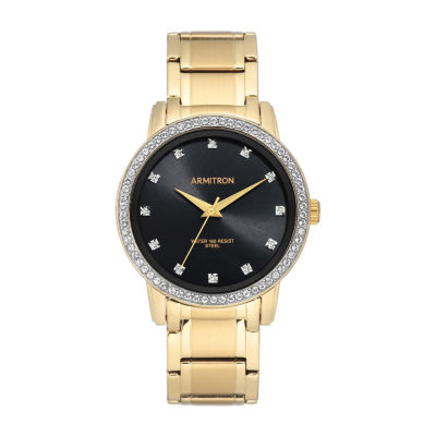 Armitron Womens Crystal Accent Gold Tone Stainless Steel Bracelet Watch 20/5328bkgp