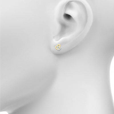Lab Created White Sapphire 10K Gold Sterling Silver 12mm Heart Stud Earrings