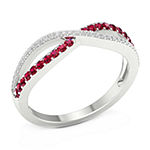1/10 CT. T.W. Lead Glass-Filled Red Ruby 10K Gold Bypass  Band