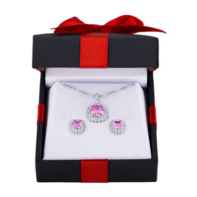 Lab Created Pink Sapphire Sterling Silver Jewelry Set