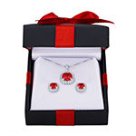 Lab Created Red Ruby Sterling Silver Jewelry Set