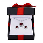 Genuine Red Garnet Sterling Silver 2-pc. Jewelry Set