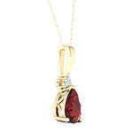 Womens Diamond Accent Genuine Red Garnet 10K Gold Pendant Necklace
