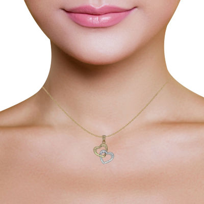Womens 10K Gold Heart 18 Inch Pendant Necklace