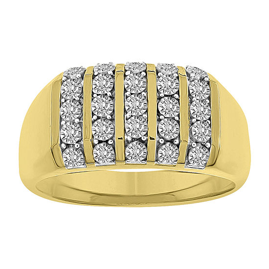 Mens 1/4 CT. T.W. Genuine White Diamond 10K Gold Wedding Fashion Ring