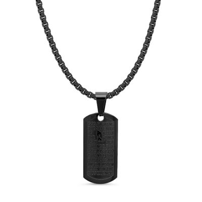 Steeltime Serenity Prayer Mens Stainless Steel Dog Tag 24 Inch Pendant Necklace