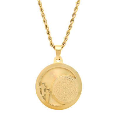 Steeltime Mens 18K Gold Over Stainless Steel Pendant Necklace