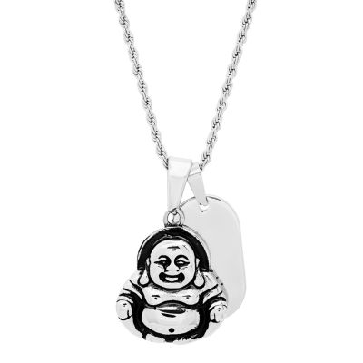 Steeltime Budha Mens Stainless Steel Pendant Necklace