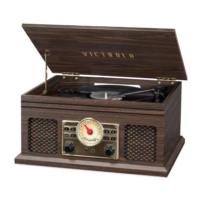 Victrola VTA-250B 4-in-1 Nostalgic Bluetooth Record Player with 3-Speed Record Turntable and FM Radio