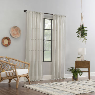 Clean Window Solid Anti-Dust Rod Pocket Sheer Single Curtain Panel