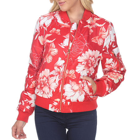 White Mark Womens Midweight Bomber Jacket, Large, Red