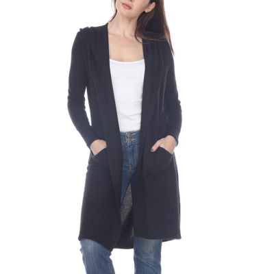 White Mark Womens Hooded Long Sleeve Open Front Cardigan