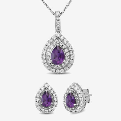 Lab Created Purple Amethyst Sterling Silver Pear 2-pc. Jewelry Set