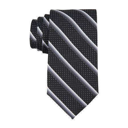 Stafford Pattern Striped Tie, One Size, Black