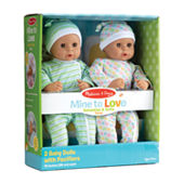 Melissa & Doug Twin 38cm Dolls: Sebastian & Sofia - Soft Body, Removable Clothes, Pacifiers