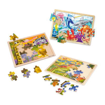 Melissa & Doug Jigsaw Puzzle Bundle  (Dinosaur;Safari And Ocean) Puzzle