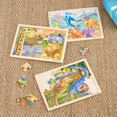 Melissa & Doug Jigsaw Puzzle Bundle  (Dinosaur;Safari And Ocean) Puzzle