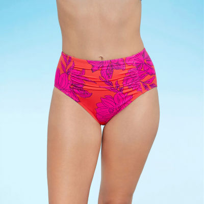 Liz Claiborne Womens Comfort Waistband Floral Brief Bikini Swimsuit Bottom