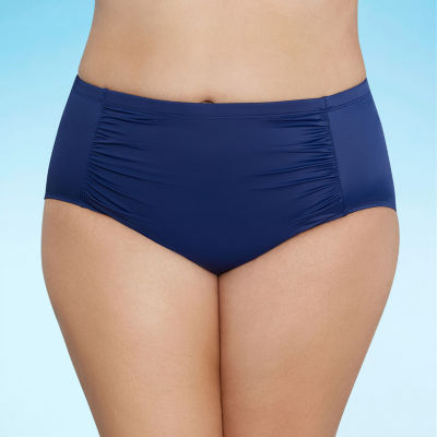 Liz Claiborne Womens Comfort Waistband Brief Bikini Swimsuit Bottom Plus
