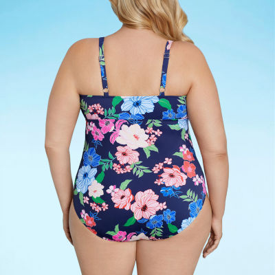 Liz Claiborne Womens One Piece Swimsuit Plus