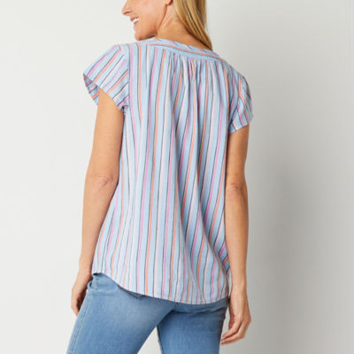 St. John's Bay Tall Womens Short Sleeve Blouse