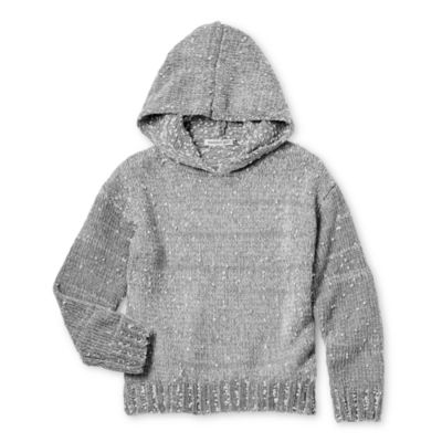 Madden Girl Big Girls Hooded Long Sleeve Pullover Sweater, Color: Grey ...