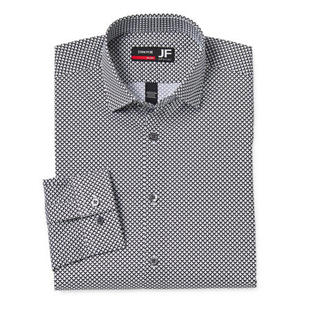 J. Ferrar Slim Ultra Comfort Mens Slim Fit Stretch Fabric Wrinkle Free Long Sleeve Dress Shirt, 15-15.5 34-35, Black