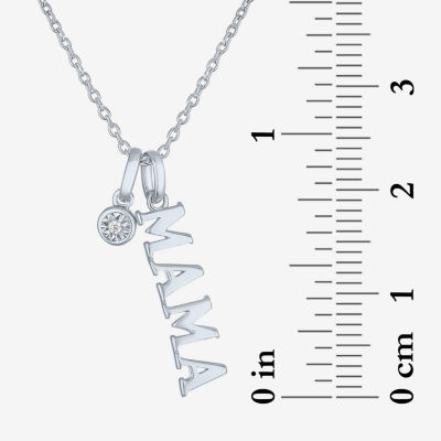 Diamond Accent "Mama" (G-H / Si2-I1) Womens Diamond Accent Lab Grown White Diamond Sterling Silver Pendant Necklace