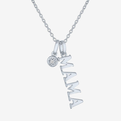 Diamond Accent "Mama" (G-H / Si2-I1) Womens Diamond Accent Lab Grown White Diamond Sterling Silver Pendant Necklace