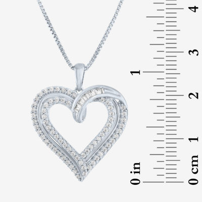 G-H / I1-I2) Womens 1/ CT. T.W. Lab Grown White Diamond Sterling Silver Heart Pendant Necklace