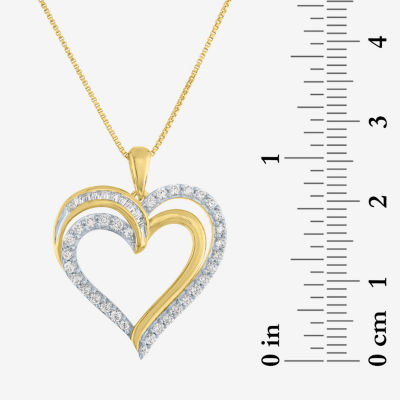 (G-H / I1-I2) Womens 1/2 CT. T.W. Lab Grown White Diamond 14K Gold Over Silver Heart Pendant Necklace